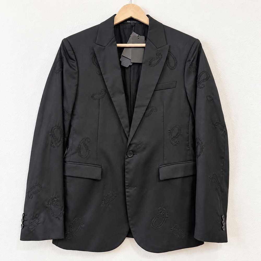 Emporio Armani Mens Embroidered Paisley Wool Silk Blazer